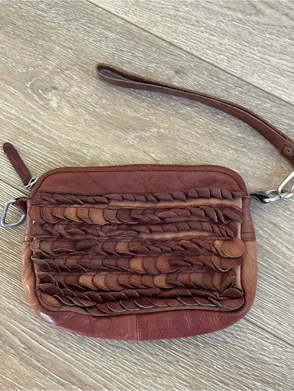 Rowallan Brown Braided Leather Wristlet